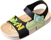 Boys Dinosaur Print Soft Bottom Non Slip Pvc Sandals Collision Color Beach Shoes For Toddler Little/big 9c Slides Boys