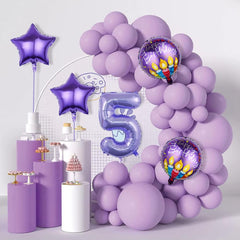 13pcs Balloon Party Supplies, 4th Birthday Party Supplies,Purple Number 4 Mylar Balloon,Large Birthday Decoration Balloon Set for Girls Baby Shower Home Party Decor - No. 4 Foil Balloons Bouquet