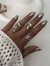 Vintage Geometric Round Open Ring Asymmetrical Liquid Design Jewelry Set for Women