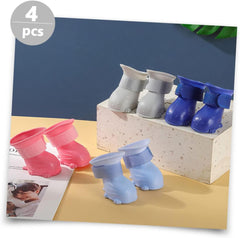 TEP Waterproof Dog Rain Boots 4 Pcs Slip Outdoor PET Shoes for Rainy Weather Cold Protection and Comfortable Fit