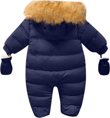Toddler Baby Girls Boys Romper Outerwear Winter Down Snowsuits Romper Jacket Hooded Jumpsuit Coat With Pocket