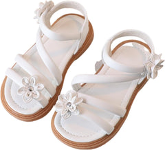 Kids Girls Elegant Dress Sandals Casual Open Toe Flower Design LightWeight Adjustable Straps Summer Little Child Sandals