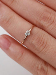 Womens Ring Small Heart Gold Color Elegant Stylish Jewelry Romantic Weddings Engagements