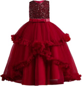 Toddler Girls Dress Sleeveless Princess Dress Ruffled Mesh Dress Wedding Dress for Children Clothes Fashion Kid