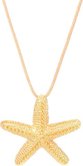 1PCS Gold Star-shaped Necklace, Dainty Sea Star Pendant Jewelry with Delicate Chain, Shiny Star Charm Necklaces for Beach Style, Trendy Summer Accessories (Golden)