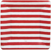 Caspari Red and White Stripe Square Paper Salad & Dessert Plates - Pack of 8