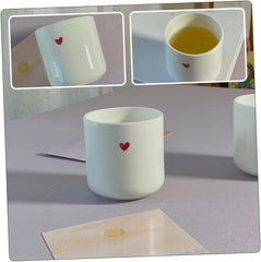 Cabilock Heart Ceramic Cup Simple Bone Water Coffee Mug for Home Couple Use Easy Clean Decorative Tea Holder with Stain Resistant Surface Practical Friends