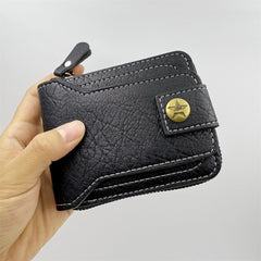 Zipper Wallet Men RFID Blocking Leather Bifold Credit Card Wallets,Black