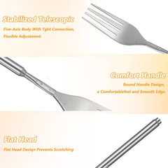 4 Pcs Extendable Forks,Stainless Steel Fork Long Cutlery Retractable Cutlery Fork Extensions, For Dinner Pasta Dessert Salad Fruit Dessert 8 To 25.4 Long