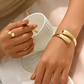 Ladies Bracelet and Ring Set Combination Gold Bangle Jewelry Set Creative Design Gift for Women Fashionable Bracelet and Ring Set