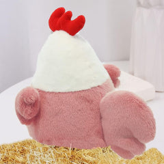 Chicken Stuffed Animal Toy Hen Easter Fluffy Cute Chick Plush Purple Pillow 7.8"