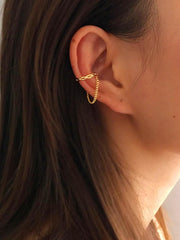 Chain Decor Ear Cuff Copper Jewelry for Women Minimalist Boho Chic Ear Cuff Fashion Statement Piece