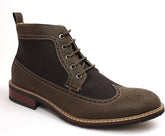 Ferro Aldo High Top Wing Tip Brogue Dress/Casual Chocolate Brown Boots Original Perforation 806278