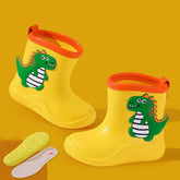 Toddler Cartoon Dinosaur Waterproof PVC Rain Boots Boys Girls Kids Non Slip Rubber Softy Rubber Rainy Shoes