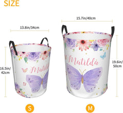 Personalized Laundry Basket for Nursery, Custom Nursery Laundry Hamper with Name, Customize Baby Clothes Circular Hamper for Boys Girls Room Decor, Mallard Duck