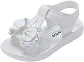 Toddler Sandals Girl Children Shoes Summer Sandals Fashion Little Girls Soft Soles Children Shoes Middle Size Children (White, 11 Little Child)
