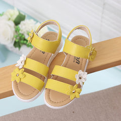 Little Girl Sandals Kids Non-Slip Sandals Rubber Baby Toddler Flower Girls Sandals Shoes Baby Shoes (Yellow, 7-8Years)