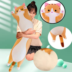 Black Cat Long Plush Pillow Kitty Stuffed Animals Soft Sleeping Throw Pillow Doll Toy Gift(Black,18inches)