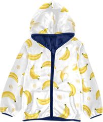 CHIFIGNO Yellow Banana Banana White Kids Zip up Jacket Fleece Outerwear Jackets for Fall Winter 3T