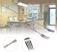Stainless Steel Dinner Fork,BBQ Telescopic Extendable Dinner Fruit Dessert Long Handle Fork Stainless Steel Cutlery,anti rust,sturdy and durable