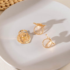 Gold White Flower Ring Set, Jewelry Gift, Knuckle Bands, Stackable Hoops, Halloween Accessories