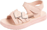 Toddler Girl Sandals Children Shoes Fashion Love Decorative Thick Sole Sandals Soft Sole Comfortable Princess Sandals (Red, 11.5 Little Child)