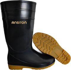 Men's Black Waterproof PVC Slip - On Rain Boots - High & Mid Calf Styles, Ideal for Outdoor, Garden, Farm, Mud & Fishing, Comfortable, Durable, Easy to Clean