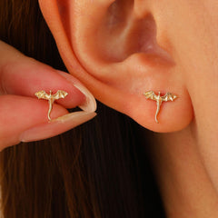 1 Pairs Gold Bat Shaped Stud Earrings, Unisex Fashionable Ear Accessories, Detailed Miniature Bat Design Gold - Tone Ear Piercing Jewelry for Various Styles(Gold)