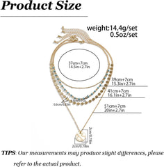 Western Jewelry Layered Necklace for Women Turquoise Boho Style Country Outfit Accessories