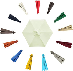 Outdoor Patio Umbrella Replacement Canopy, 6 Ribs Umbrella Canopy Cover Replacement Fabric, Parasol Top Cover Replacement UV Protective Fabric, Canopy Only