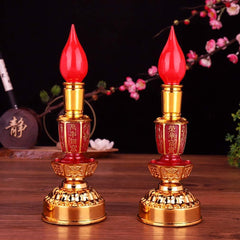 7 Colorful LED Lotus Buddhist Lamp - White + Led Retro Chinese Candle lamp 1 Pair