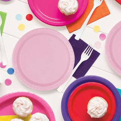 Lovely Pink Solid Round Dessert Plates - Vibrant 7" (Pack of 20) - Sturdy & Stylish - Perfect for Birthdays, Showers & Celebrations