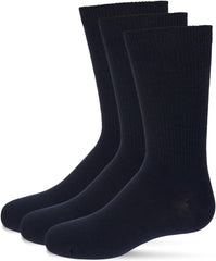 MeMoi Boys' 3 Pair Pack Thin Ribbed Cotton Blend Crew Socks