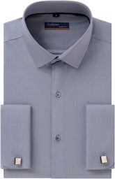 Gollnwe Men's Dress Shirt French Cuff Shirt for Men Slim Fit Stretch Spread Collar with Metal Cufflink