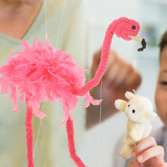 LOGOFUN 2pcs Plush Flamingo String Puppet Stuffed Flamingo String Puppet Fluffy Animal String Puppet Prop for Performance Supplies