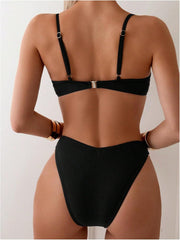 SweatyRocks Women's 2 Piece Bikini Set Spaghetti Strap High Cut Push Up Underwire Swimsuit