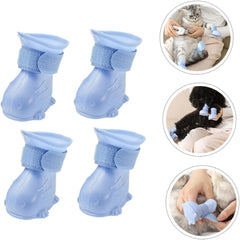 TEP Waterproof Dog Rain Boots 4 Pcs Slip Outdoor PET Shoes for Rainy Weather Cold Protection and Comfortable Fit