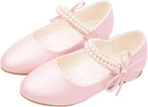 Girls Dress Shoes Toddler Flower Girl Dress Shoes Little Girl Ballet Flats Pearl Strap for Wedding Party