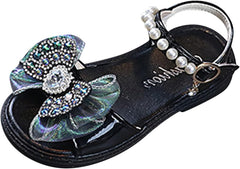 Toddler Sandals Summer Sandals Princess Girl Open Toe Sandals Bow Knot Children Fashion Soft Bottom Shoes (a-Silver, 7 Infant)