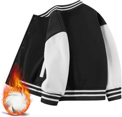 Kid Baseball Jacket Varsity Letterman Coat Fall Winter Fleece Bomber Vintage Outerwear Letterman