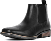 IUV Men's Chelsea Boots Square Toe Western Ankle Boots Slip On Casual Dress Cowboy Boot