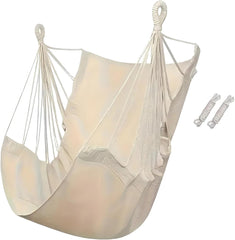 Hammock Chair Swing Comfortable Breathable Cotton Canvas Hammock Swing 400Lbs Portable Hanging Chair for Outdoor, Home, Patio, YardHammock