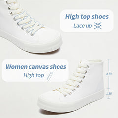 Uoidru High Top Sneakers for Women Canvas Shoes White Canvas High Tops Women Casual Shoes Lace Up Fashion Sneakers