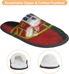 Portugal Flag House Slippers Plush Women Men Indoor Outdoor Home Shoes