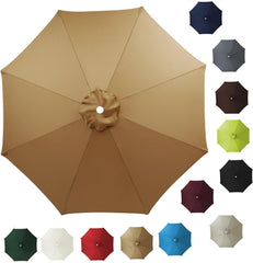 6/8 Ribs Patio Parasol Top Cover Replacement UV Protection Fabric, 7.5ft 9ft 10ft Replacement Umbrella Canopy Cover, Outdoor Umbrella Replacement Canopy Cloth(Khaki,7.5FT(8-ribs))