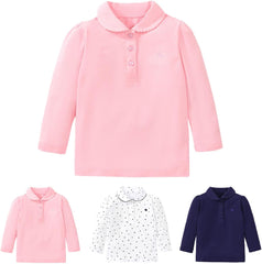 Children's Boy Long Sleeve ๐ฃ๐ผ๐น๐ผ Solid Color Button T-Shirts Tops Toddler Spring Sweatshirt Pullover Clothing