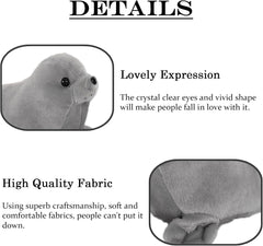 Seal Plush Stuffed Animal White Cute Toy Pillow Kawaii Doll for Kids, 9 inch
