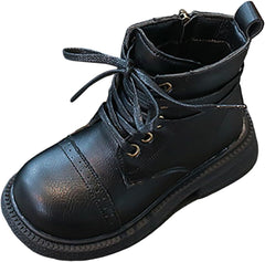 IWIHMIV Toddler Boy Winter Shoes Snow Boots for Kids Non Slip Short Boots Girls Ankle Boots Side Zipper Comfortable Dress Booties