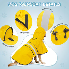 Fashion Hooded Dog Raincoat - Reflective Doggy Rain Jacket Lightweight Waterproof Dog Raincoats for Medium Dogs (Medium, Blue)