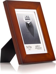 Gallery Solutions - 12"x12" Flat Walnut Frame - Square Tabletop or Wall Mount - For 8"x8" Pictures - Premium Walnut Wood with Double White Mat - Versatile-Elegant For Home or Office Décor - Traditional Photo Frame